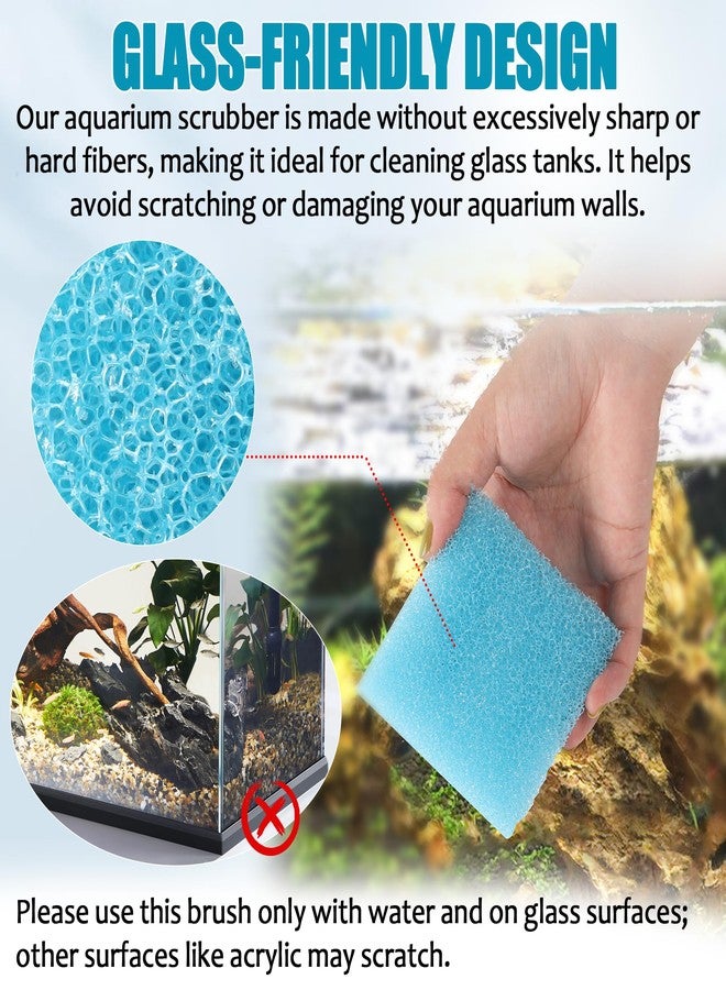 Aussio Aquarium Glass Cleaning Sponge 6-Pack (3.25 x 3.25 x 1 in), Non-Scratch Aquarium Cleaner for Fish & Turtle Tanks, Reusable Blue Cleaning Sponge - Blue - Image 4
